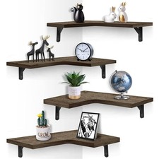 4PCS Wall Mounted Corner Floating Shelves Rustic Wood for Bedroom, Living Room Office Shelving price
