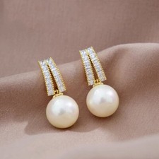 New Elegant Flower Pearl Zircon Earrings Stud Drop Dangle Jewelry Women Wedding Pearl Earrings price