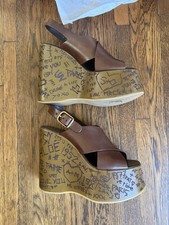 Chloe Maxim Graffiti Platform Wedges Size 39 Wedge Heels price