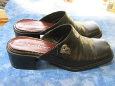 BARE TRAPS SLIP-ON WEDGE HEEL SHOES Black Leather WOMEN'S SIZE 6M Square Toe VGC Wedge Heels price