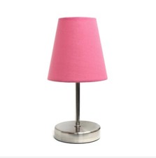 Simple Design Sand Nickel Mini Table Lamp Fabric Shade Pink Baby Girl Room Decor Baby Room Table Lamp price