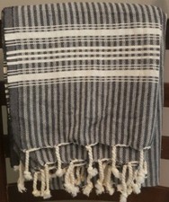 Linum Home Textiles Black Stripe Turkish Pestemal Towel ~ 40"x72" ~ Cotton Pestemal price