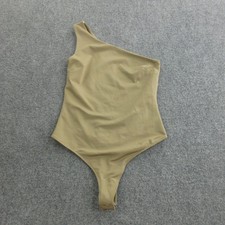 Free People Intimately Bodysuit Womens Medium Beige One Shoulder Thong Stretch Inner Bodysuit price