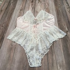 VTG Inner Most S/M Pink Lace Floral Bodysuit Lingerie Nightie Teddy Coquette Inner Bodysuit price