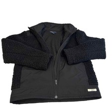 GAP Kids Girls Fuzzy Jacket Large 10-11 Black Full Zip Warm Cozy Winter Coat Girls' Coat price