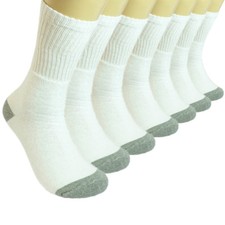 3-12 Pairs Mens Sports White 2 Tones Athletic Cotton Crew Socks Size 9-11 10-13 Men's Socks Set price