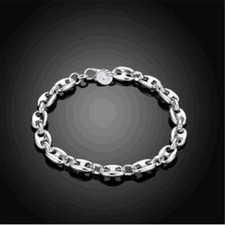 925 Sterling Silver Button Link Chain Bangle Bracelet For Women Silver Bracelet price