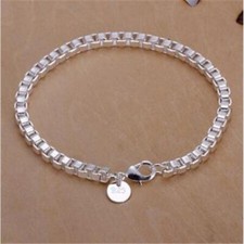 925 Sterling Silver Box Link Chain Bangle Bracelet For Women Silver Bracelet price
