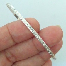 Vintage Sterling Silver 925 FANCY Bangle Bracelet Size 8.5" Silver Bracelet price