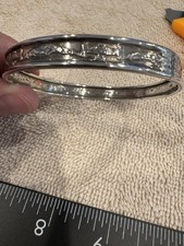 Vintage Sterling Silver Bangle Bracelet- Wonderful Pattern Silver Bracelet price