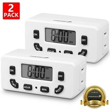 2x Digital LCD Clock Timer Outlet Plug In Switch Electric 24 Hour Programmable Home Appliances Display / Outlet price