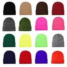 Unisex Plain Warm Knit Beanie Hat Cuff Skull Ski Cap Unisex Beanie price