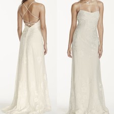 Galina Ivory Lace Wedding Dress KP3766 Bridal Gown Spaghetti Strap Boho Sz 4 Wedding Dress price
