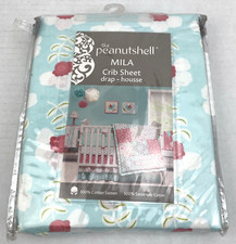 Peanutshell Crib Bedding Mila Fitted Sheet Blue Pink White Floral New Baby Bed Sheet price