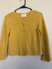Zara Girl’s Size 7 Nordic Cardigan Top Button Long Sleeve Yellow Sweater Kids Girls' Sweater & Cardigan & Knitwear price