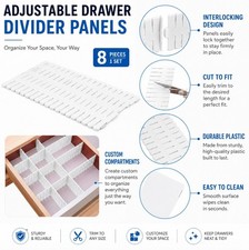 8 Pack Adjustable Drawer Dividers Set DIY Storage Organizers Home Office Closet Wardrobe & Closet price