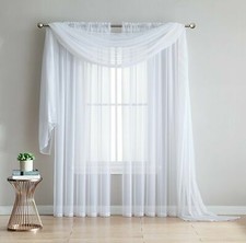 Empire Home 216" Long Sheer Curtain Valance Window / Scarf Great Value 30 Colors Sheer Curtain price
