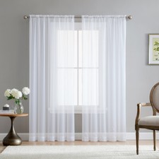 Addison Sheer Voile Window Curtain Solid Panels Rod Pocket - Set of 2 Sheer Curtain price
