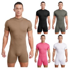 Men's Sports Bodysuit Short Sleeve Back Zip Shorts Jumpsuit for Jogging Yoga Men's Jumpsuit price