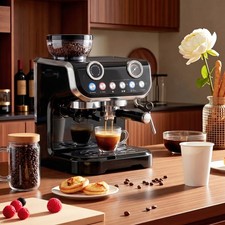 HOMCOM Espresso Machine with Built-in Grinder Milk Frother Steam Wand Black Built-in Coffee Machine price
