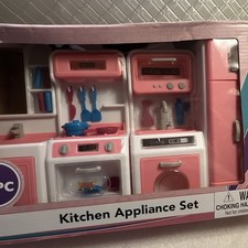 Just Pretending Kitchen Appliance Set 4 Piece Pink Plastic for Ages 3-4 Electric Kitchen Appliances Dowry Sets price