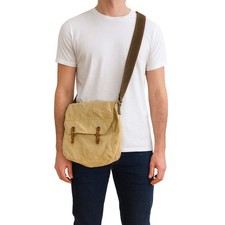 Y2K Old Navy Unisex Canvas Messenger Bag /w button closure One Size Cream/Beige Unisex Messenger Bag price