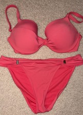 Victoria's Secret Women's Bikini. Coral Color. Top Is 32DD Bottoms Are Small Modest Swimwear price