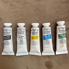 Winsor &Newton Designer Gouache Primary Color Black White Yellow Blue Green 14mL Gouache Paint price