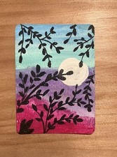 ACEO Original moon rising landscaping gouache paint Nicole Tiffany Art Gouache Paint price