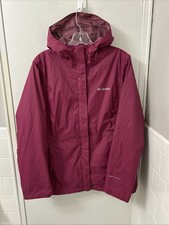 Columbia Omni-Tech Rain Jacket Womens L Pink Waterproof Hooded Mesh Lined XL0758 Women's Raincoat price