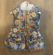 Little Lass Girl's Size 4 Blue  Beautiful Floral Hooded Zip Front Puffer Vest Girls' Undershirt price