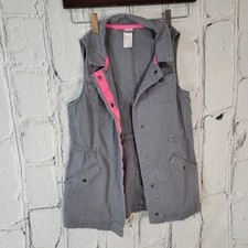 Two Girls Vests Grey Utility & Denim Vest Layering Spring Summer Fall Big 10/12 Girls' Undershirt price