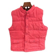 KC Parker Girls Pink Puffer Vest Plaid Lined Fleece Snap Front Size 10/12 Girls' Undershirt price