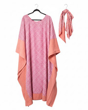 African Kaftan Maxi Dress Women's Pink Sweetheart Print Bubu Abaya & Scarf Set Abaya price