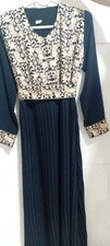 Women's Embroidered Abaya Pleated Maxi Dress Kaftan Belted Size S-M Long Sl Abaya price