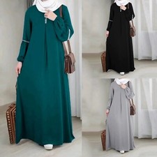 Muslim Eid Women Abaya Jilbab Kafton Long Dress Maxi, Casual Arab Islamic Solid Abaya price