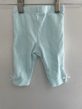 Baby Girls Solid Light Blue White Bow Cotton Elastic Waist Pull On Leggings 3M Baby Leggings price