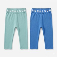 Bundle 2x Bonds Baby Leggings Pants • Mint Green & Periwinkle Blue • Size 000 Baby Leggings price