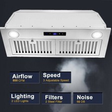 30" Built-in Range Hood 450-800CFM Stove Insert Vent Touch/Button Control w/LEDs Built-in Range Hoods price