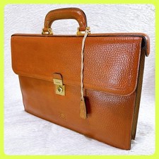 LOEWE Brown Leather Anagram Briefcase Business Bag Gold Hardware With Key Briefcase price