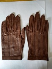 Damen Leder Handschuhe braun schmale Größe 6,5 Länge 19 cm ungefüttert Vintage Damen-Handschuhe price