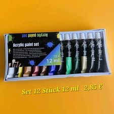 Acrylfarben Set  12 St. 12ml Tuben Farben Acrylmalerei  Farbset Malzubehör Acrylfarbe price