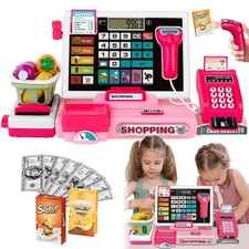 Kinder Registrierkasse Rosa mit Scanner POS Lernspielzeug Kaufladen 2026 Neu Registrierkasse price