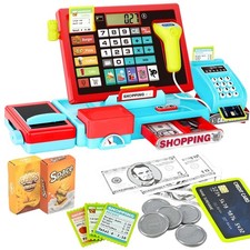 Kinder Kaufladen Kasse mit Scanner Registrierkasse Taschenrechner Musik Lichter Registrierkasse price