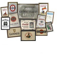 Kleiner Kneipenspiegel mit Holzrahmen - 33×23 cm | traditionelle Bar- & Wohnwanddeko Framed Spiegel price