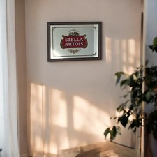 Kleiner Spiegel Stella Artois Stil mit Holzrahmen | Kneipenspiegel 33x23 cm Framed Spiegel price
