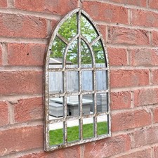 Vintage Bogen Wandspiegel 42,5 cm klein rustikal Fenster gewölbt Garten Außen Deko Framed Spiegel price