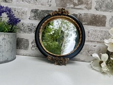 Dekorativer flacher Wandspiegel 20 cm schwarz & gold mit Blumenmotiv Framed Spiegel price