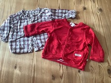 Mädchen Baby Langarmbluse Gr. 68 H&M rot beige Jacke Sweatshirt KANZ rot Knöpfe Baby-Bluse price