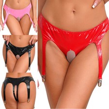 DE Damen Wetlook Unterwäsche Lackleder Babydoll Low Rise Unterhosen Mini Slips Baby-Slips price